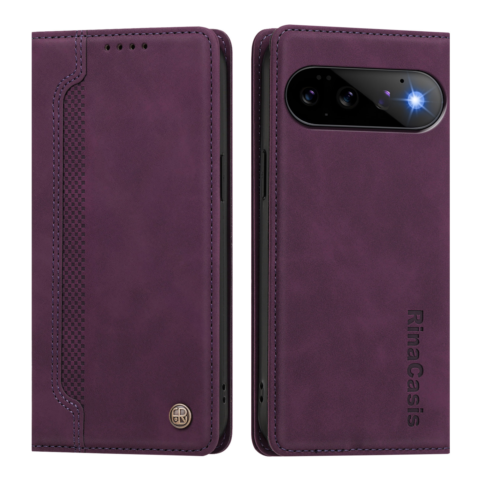 For Google Pixel 11 / Google Pixel 11 Pro Case Magnetic Closure Wallet Stand TPU PU Leather Phone Cover - Dark Purple