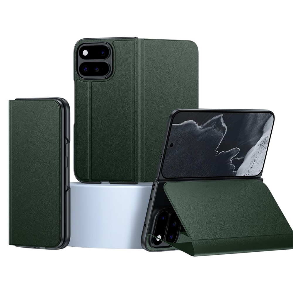 For Google Pixel 11 Pro Fold Foldable Kickstand Case Drop Protection PC + PU Leather Phone Cover - Green