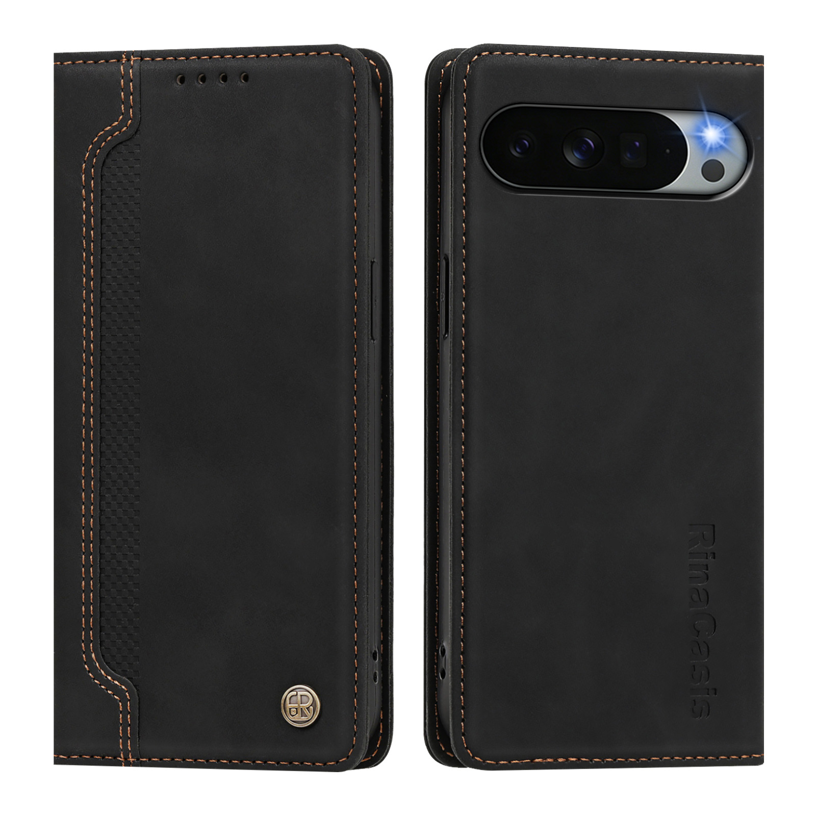 For Google Pixel 11 Pro XL Case Magnetic Closure Wallet Stand TPU PU Leather Phone Cover - Black