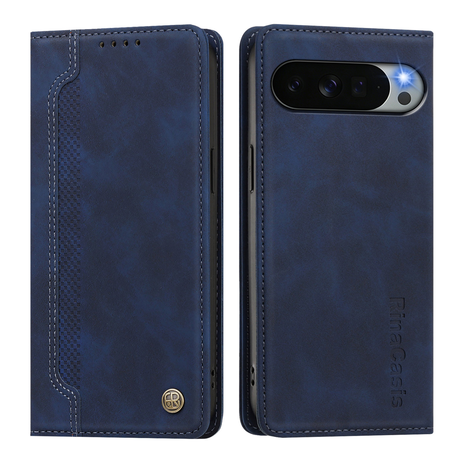 For Google Pixel 11 Pro XL Case Magnetic Closure Wallet Stand TPU PU Leather Phone Cover - Dark Blue