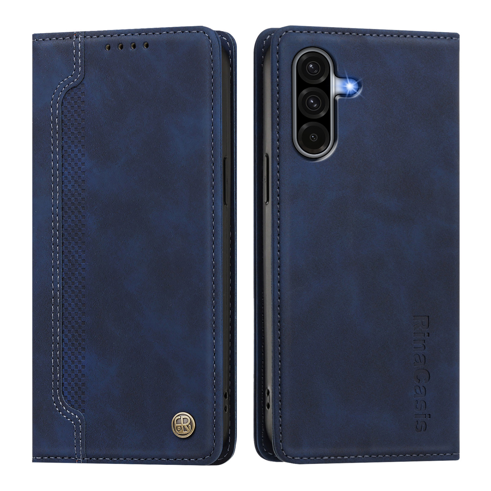 For Samsung Galaxy A17 4G / Galaxy A18 4G / Galaxy A18 5G / Galaxy A26 5G / Galaxy A17 5G Case Magnetic Closure Wallet Stand TPU PU Leather Phone Cover - Dark Blue