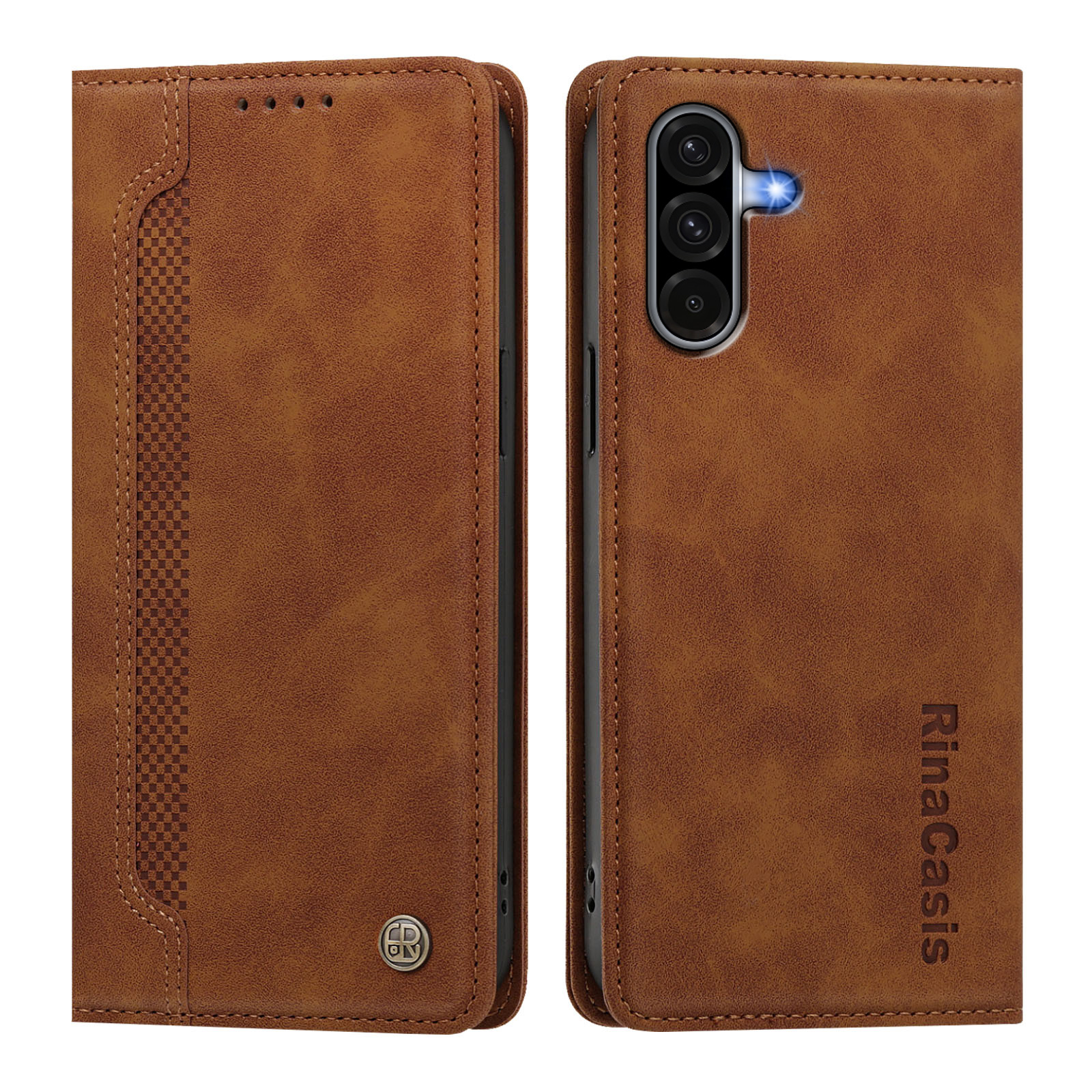 For Samsung Galaxy A17 4G / Galaxy A18 4G / Galaxy A18 5G / Galaxy A26 5G / Galaxy A17 5G Case Magnetic Closure Wallet Stand TPU PU Leather Phone Cover - Brown