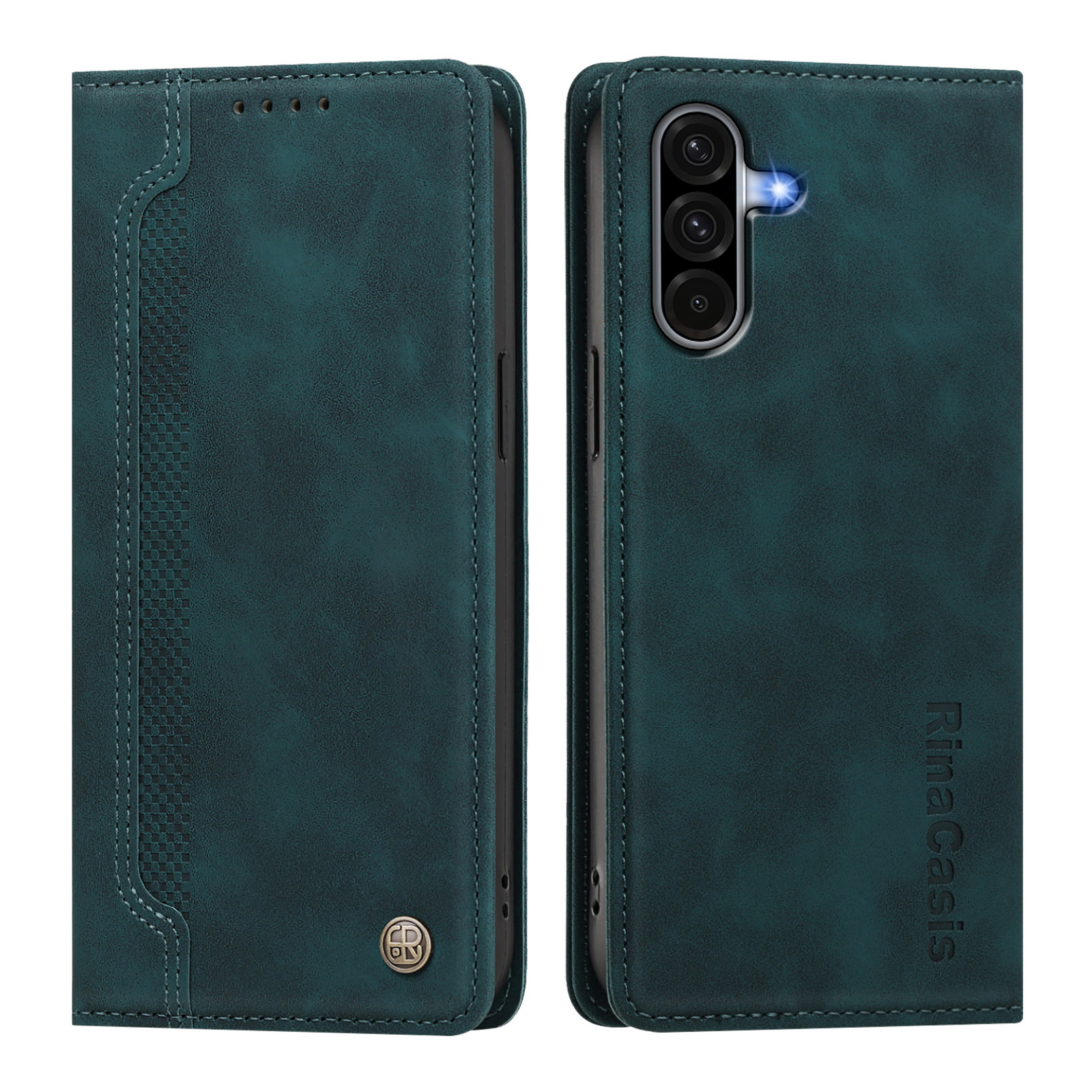 For Samsung Galaxy A17 4G / Galaxy A18 4G / Galaxy A18 5G / Galaxy A26 5G / Galaxy A17 5G Case Magnetic Closure Wallet Stand TPU PU Leather Phone Cover - Dark Green