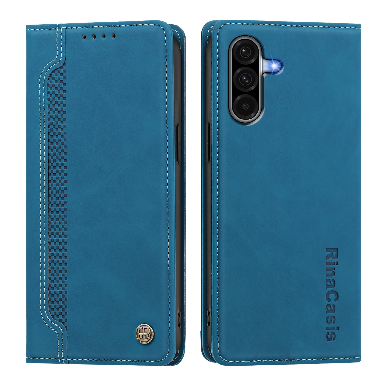 For Samsung Galaxy A17 4G / Galaxy A18 4G / Galaxy A18 5G / Galaxy A26 5G / Galaxy A17 5G Case Magnetic Closure Wallet Stand TPU PU Leather Phone Cover - Lake Blue