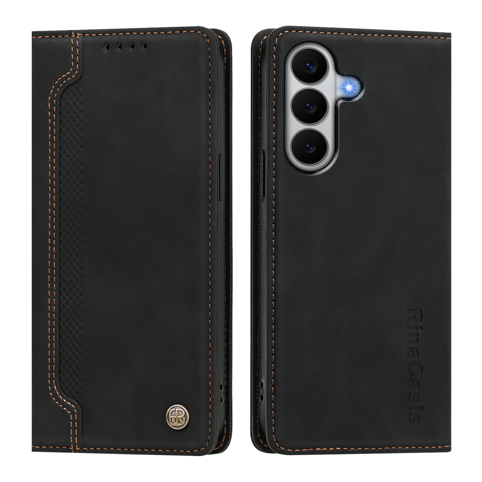For Samsung Galaxy M47 5G / Galaxy A27 5G Case Magnetic Closure Wallet Stand TPU PU Leather Phone Cover - Black