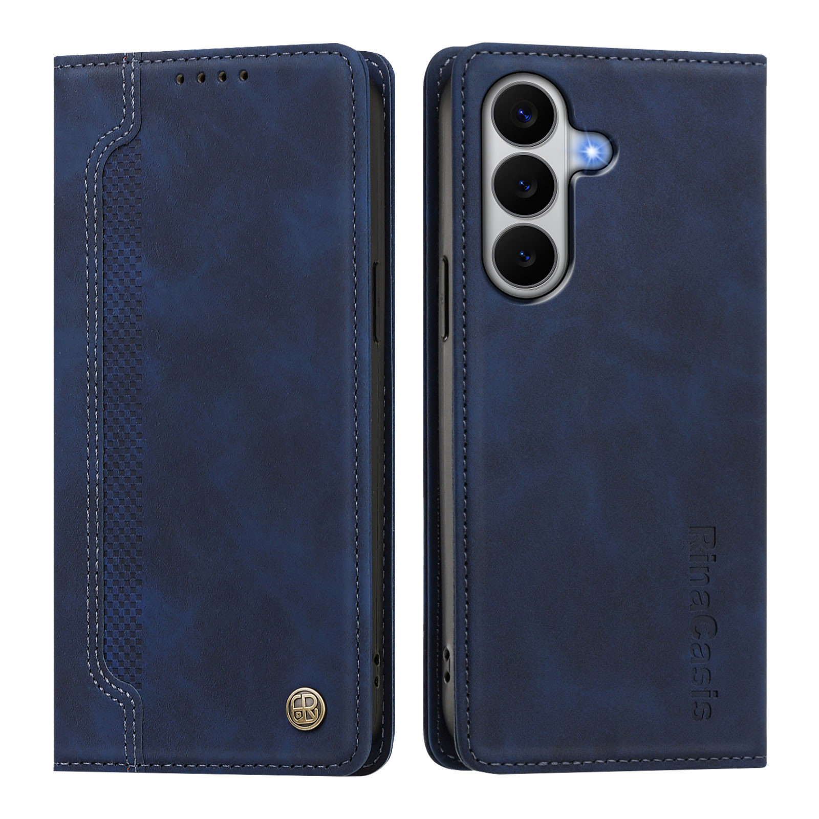 For Samsung Galaxy M47 5G / Galaxy A27 5G Case Magnetic Closure Wallet Stand TPU PU Leather Phone Cover - Dark Blue