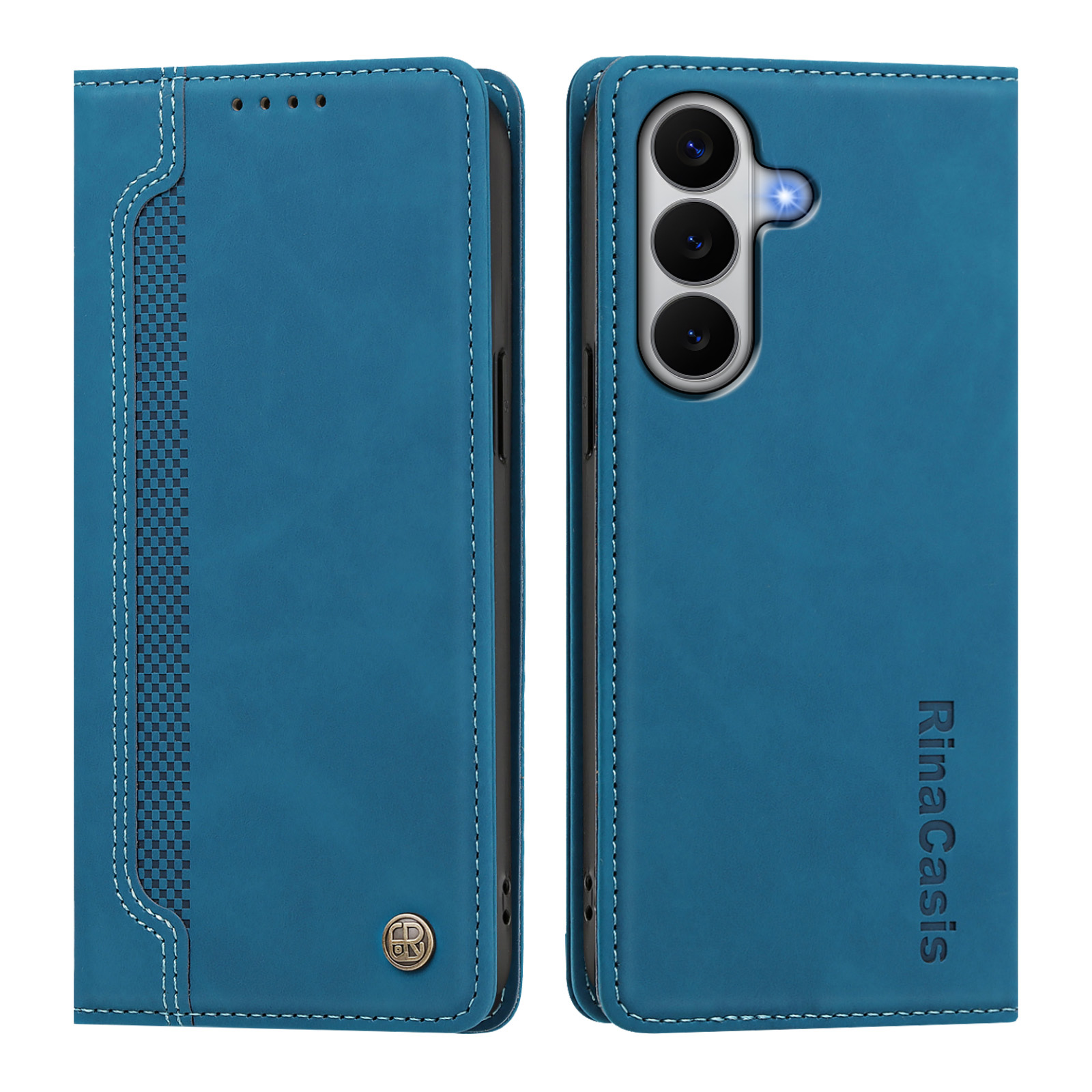 For Samsung Galaxy M47 5G / Galaxy A27 5G Case Magnetic Closure Wallet Stand TPU PU Leather Phone Cover - Lake Blue