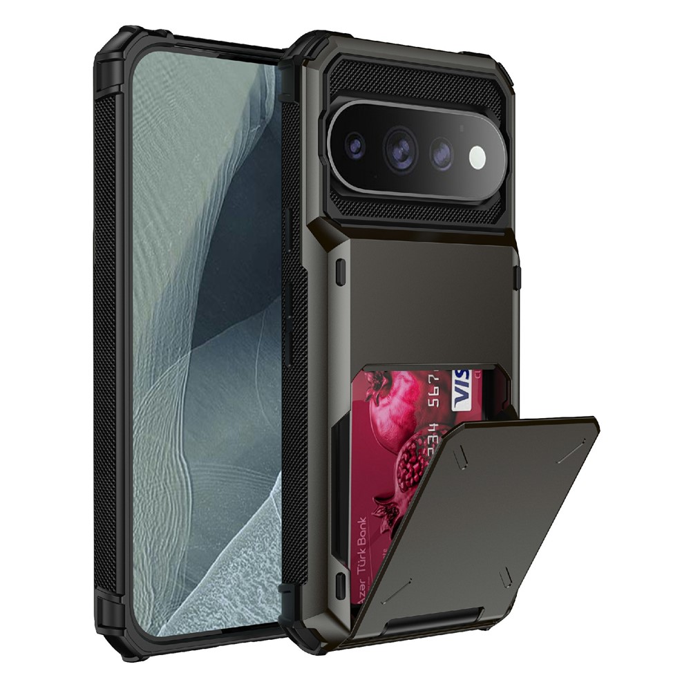 For Google Pixel 11 Pro  /  11 Case PC + TPU Dual Layer Back Phone Cover with Card Holder - Black