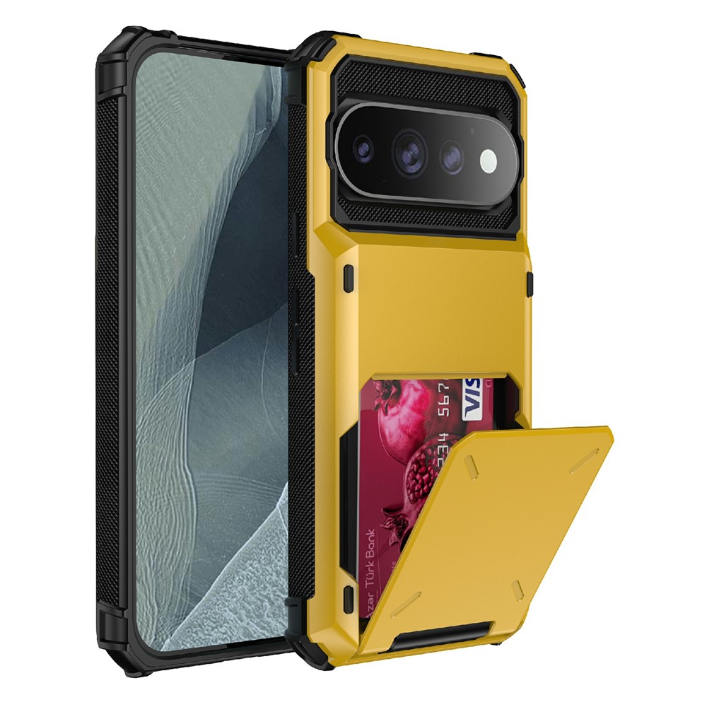 For Google Pixel 11 Pro  /  11 Case PC + TPU Dual Layer Back Phone Cover with Card Holder - Yellow