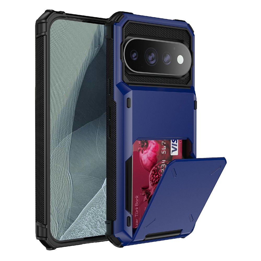 For Google Pixel 11 Pro  /  11 Case PC + TPU Dual Layer Back Phone Cover with Card Holder - Blue
