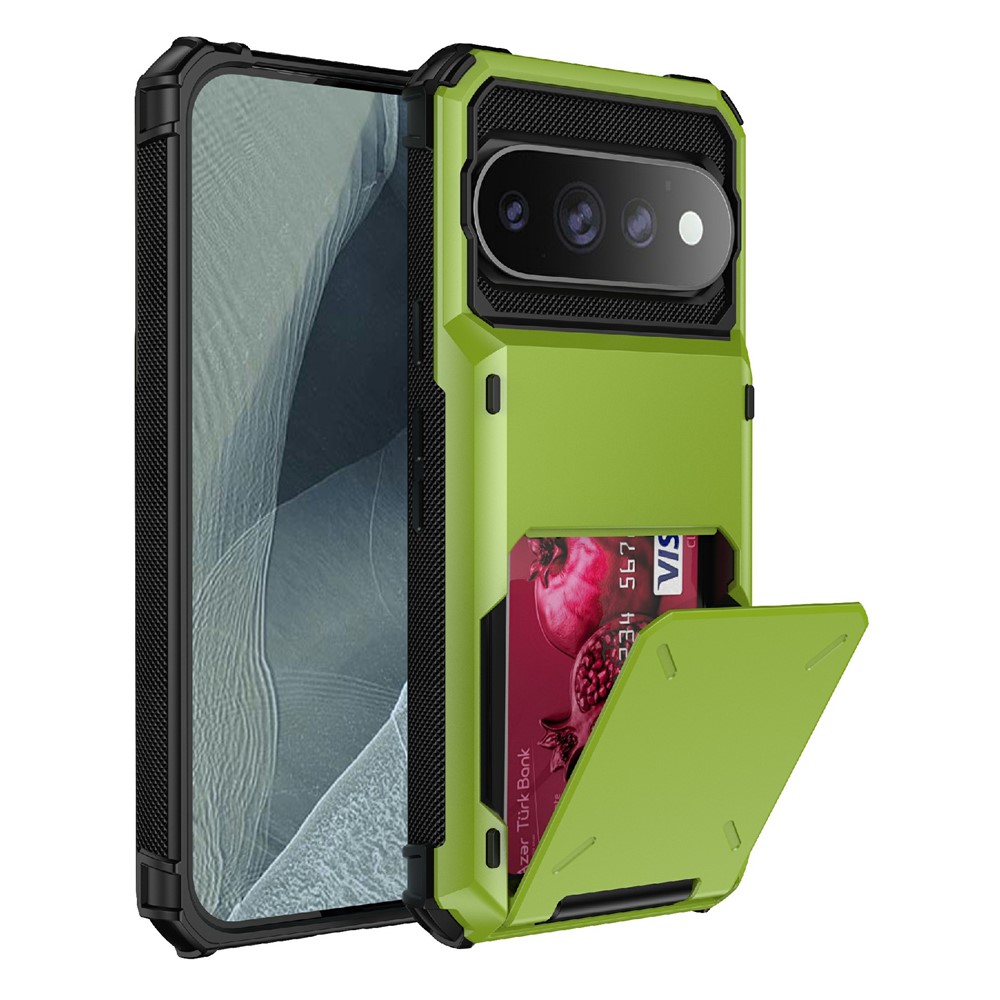 For Google Pixel 11 Pro  /  11 Case PC + TPU Dual Layer Back Phone Cover with Card Holder - Green