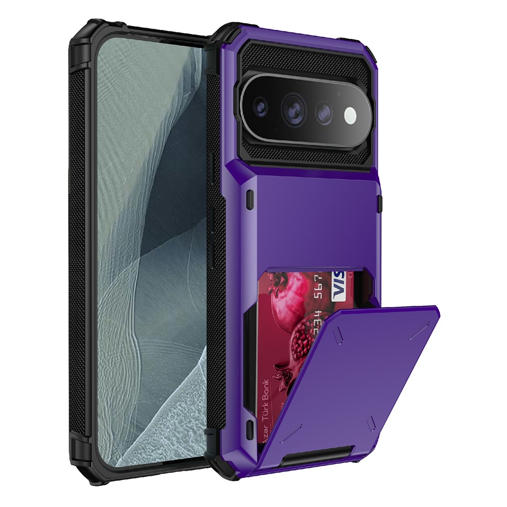 For Google Pixel 11 Pro  /  11 Case PC + TPU Dual Layer Back Phone Cover with Card Holder - Purple