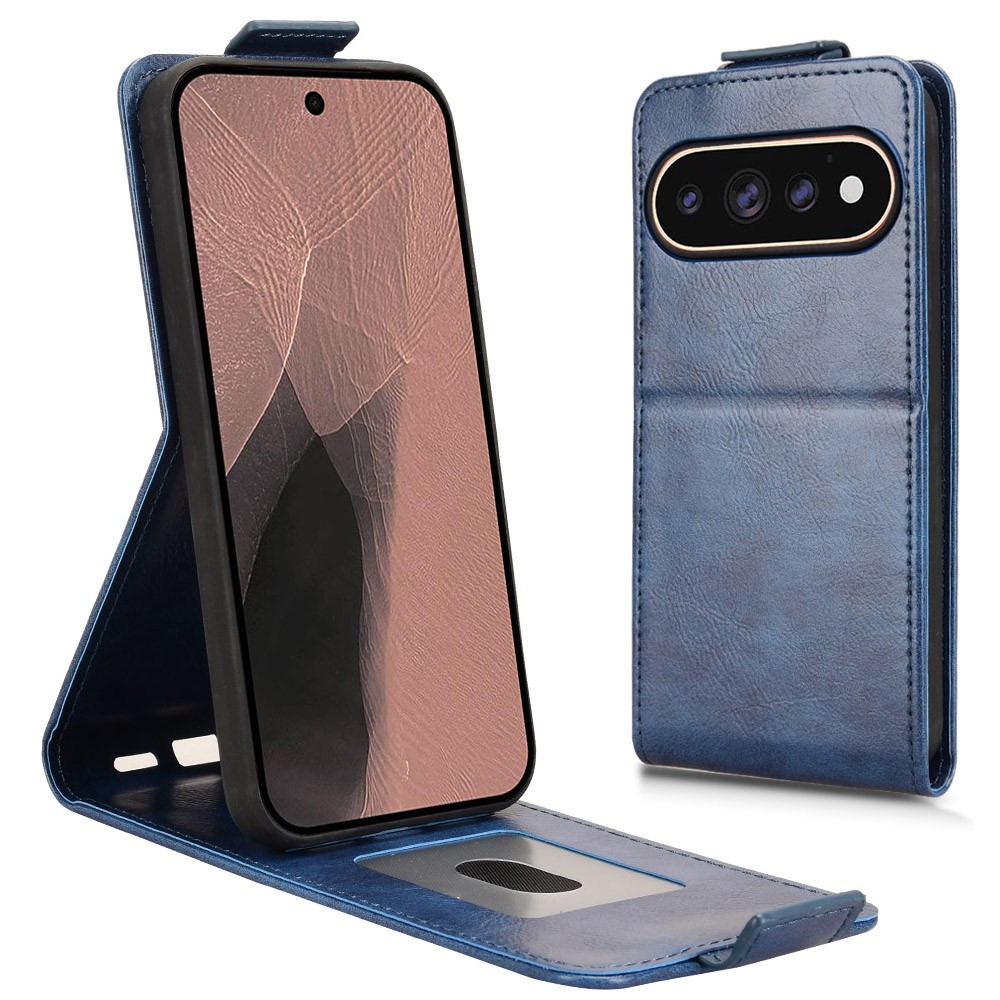 For Google Pixel 11 Pro  /  11 Stand Case Magnetic Clasp Vertical Flip Leather Phone Cover with Card Holder - Dark Blue
