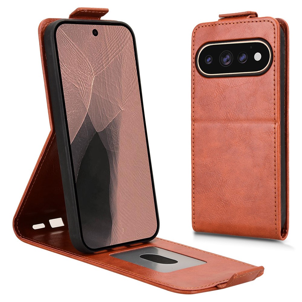 For Google Pixel 11 Pro  /  11 Stand Case Magnetic Clasp Vertical Flip Leather Phone Cover with Card Holder - Orange