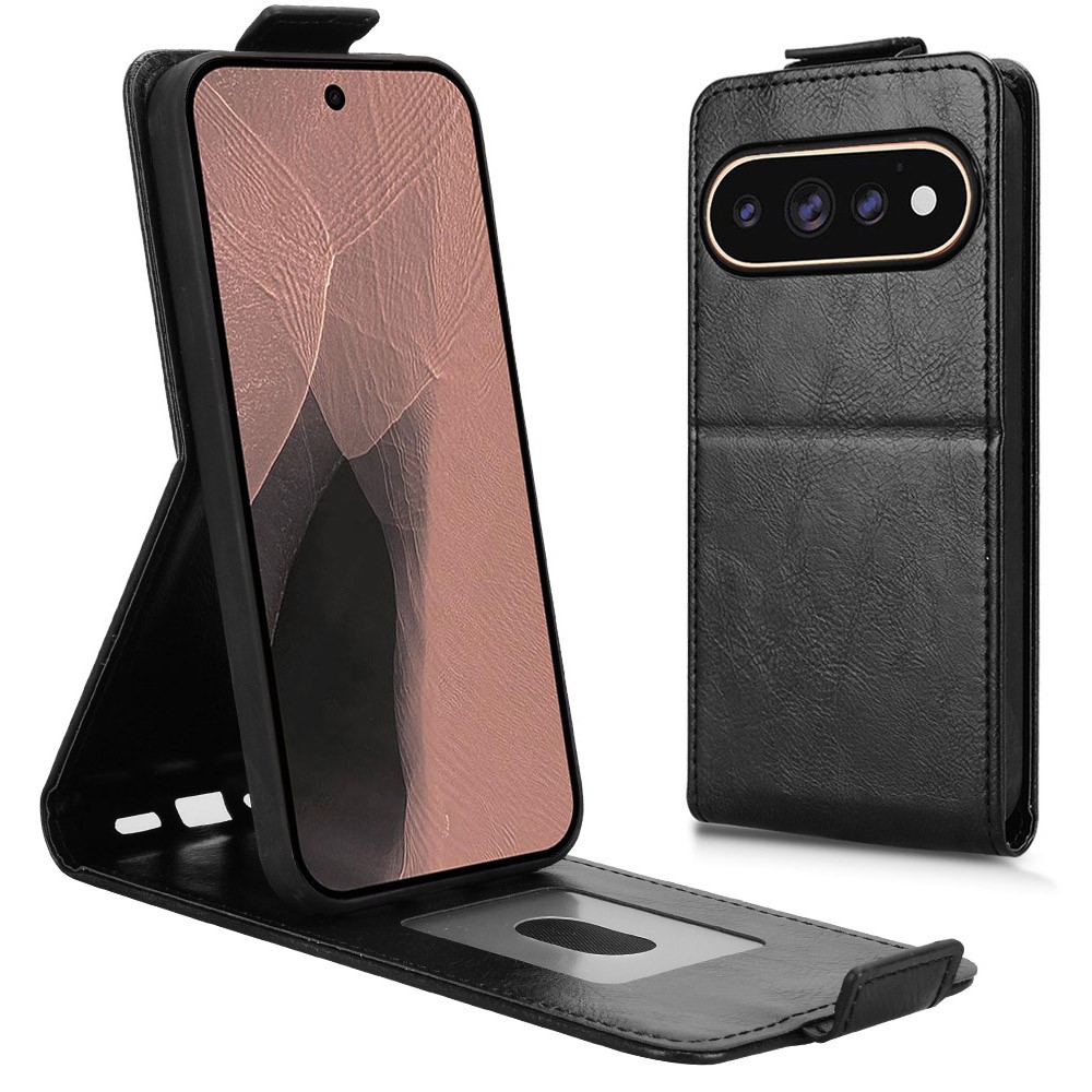 For Google Pixel 11 Pro XL Stand Case Magnetic Clasp Vertical Flip Leather Phone Cover with Card Holder - Black