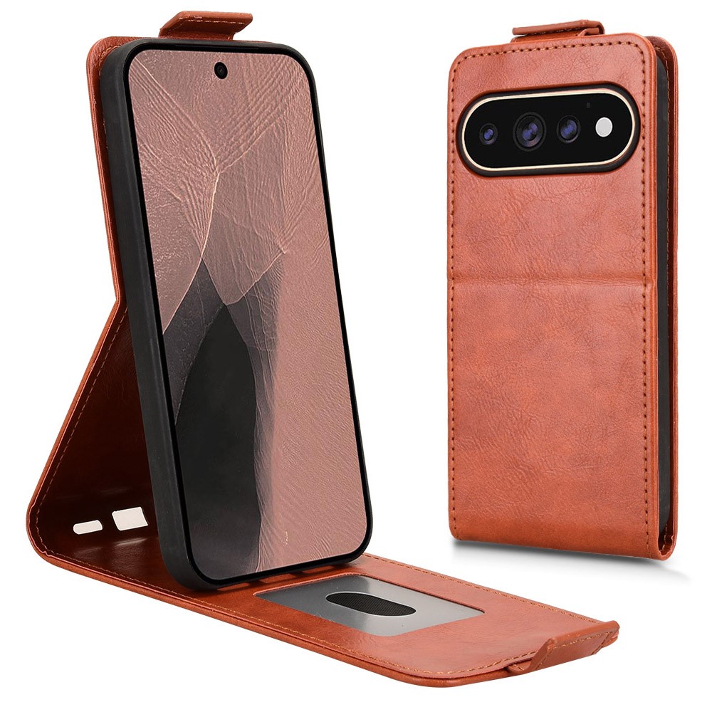 For Google Pixel 11 Pro XL Stand Case Magnetic Clasp Vertical Flip Leather Phone Cover with Card Holder - Orange