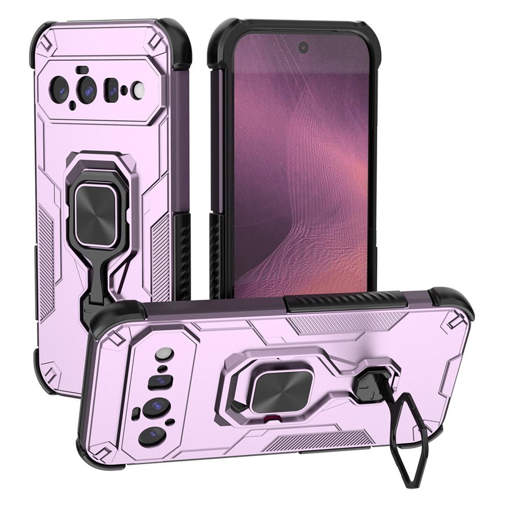 For Google Pixel 11 Case Rotatable Ring Kickstand PC + TPU Shockproof Phone Cover - Purple