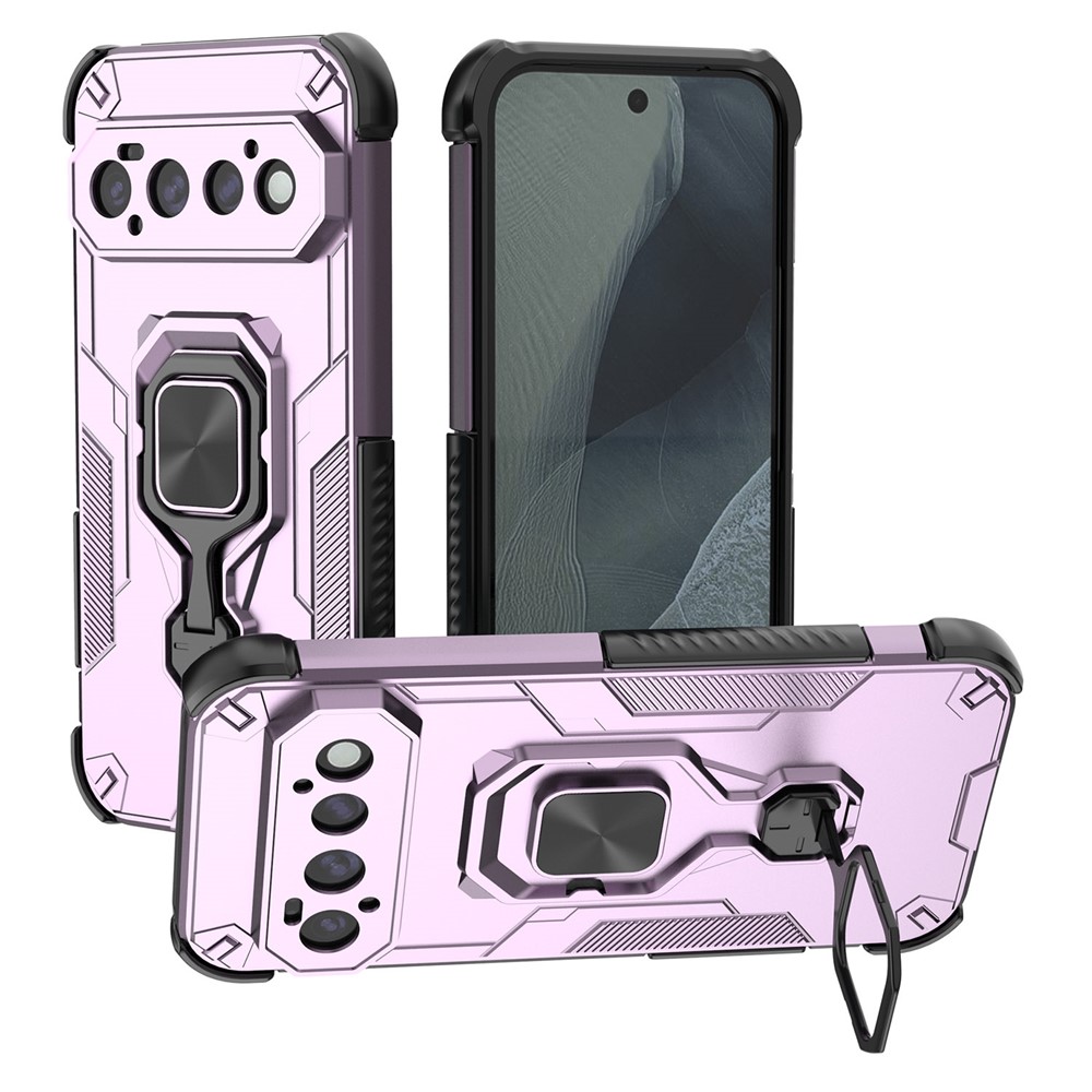 For Google Pixel 11 Pro Case Rotatable Ring Kickstand PC + TPU Shockproof Phone Cover - Purple