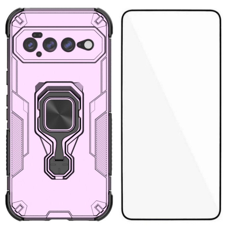WANLONFENG for Google Pixel 11 Pro XL Phone Case  PC TPU Back Cover Kickstand with Tempered Glass - Purple