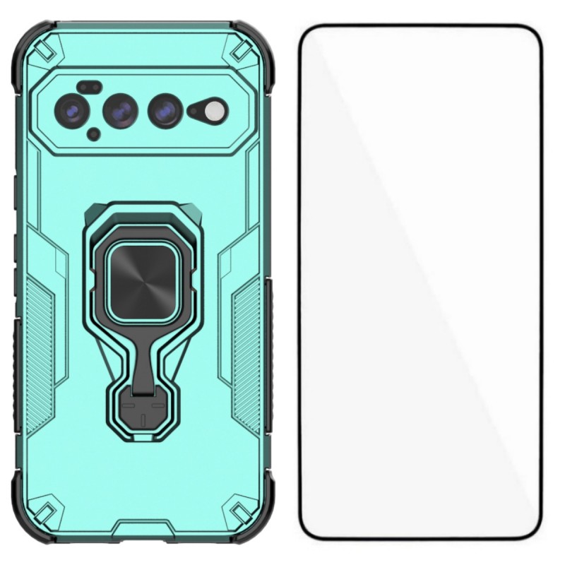 WANLONFENG for Google Pixel 11 Pro XL Phone Case  PC TPU Back Cover Kickstand with Tempered Glass - Green
