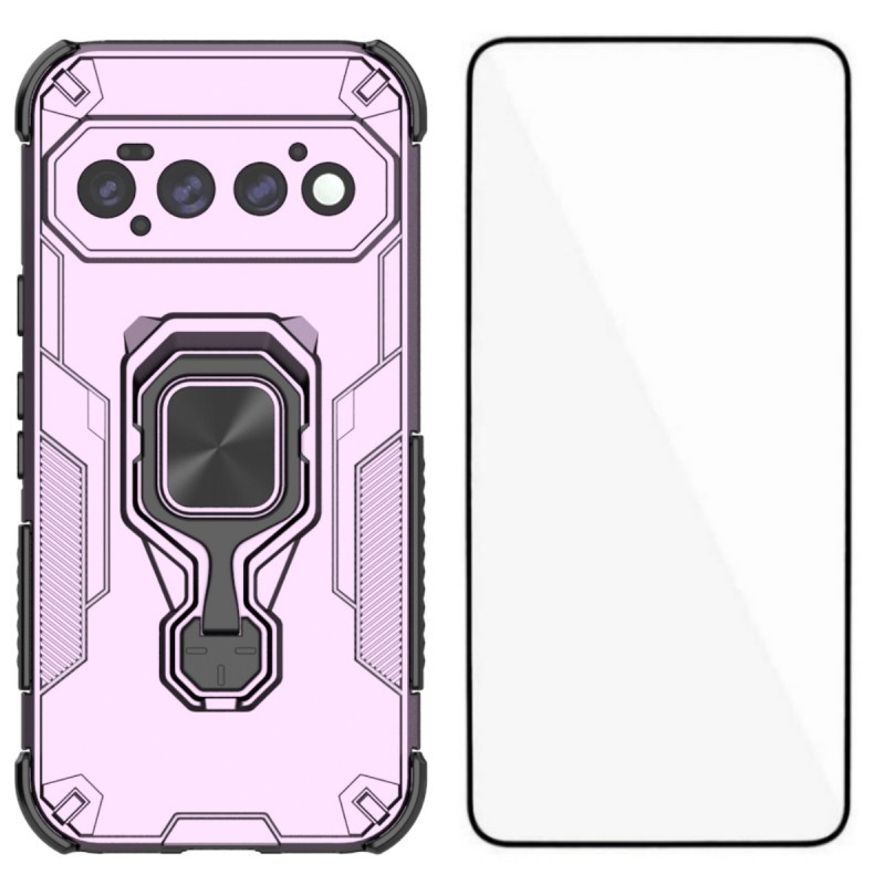 WANLONFENG for Google Pixel 11 Pro Phone Case  PC TPU Back Cover Kickstand with Tempered Glass - Purple