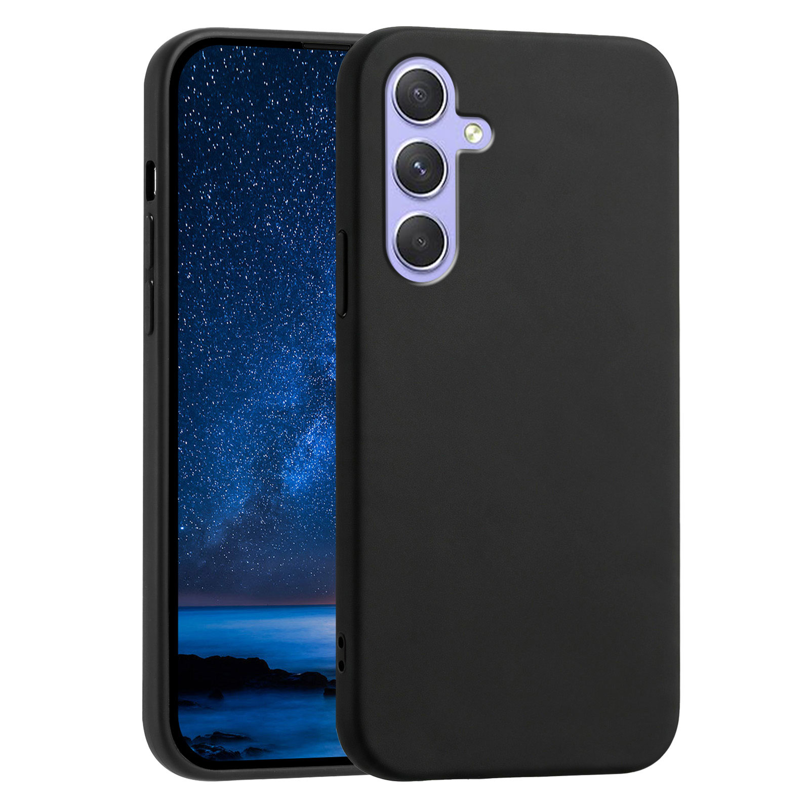 For Samsung Galaxy A55 5G Case Soft TPU Anti-Drop Non-Slip Texture Phone Cover - Black