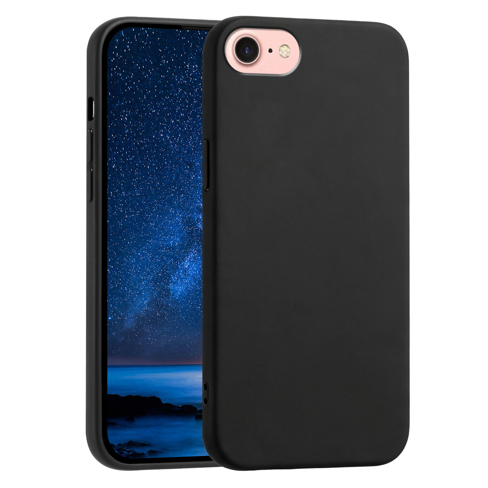 For iPhone SE (2020) / iPhone 8 4.7 inch / iPhone 7 4.7 inch / iPhone 6s 4.7-inch / iPhone 6 4.7-inch / iPhone SE (2022) Case Soft TPU Anti-Drop Non-Slip Texture Phone Cover - Black