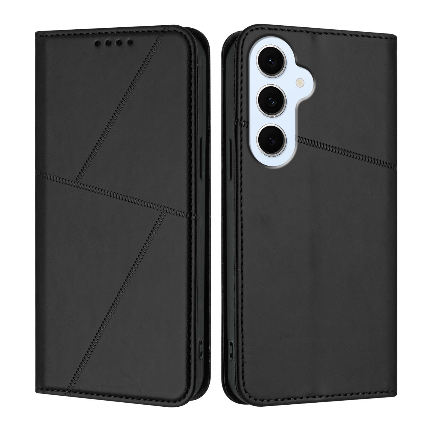 For Samsung Galaxy S25 FE / Galaxy S26 FE Wallet Case Magnetic Closure Leather Flip Phone Cover with Stand - Black