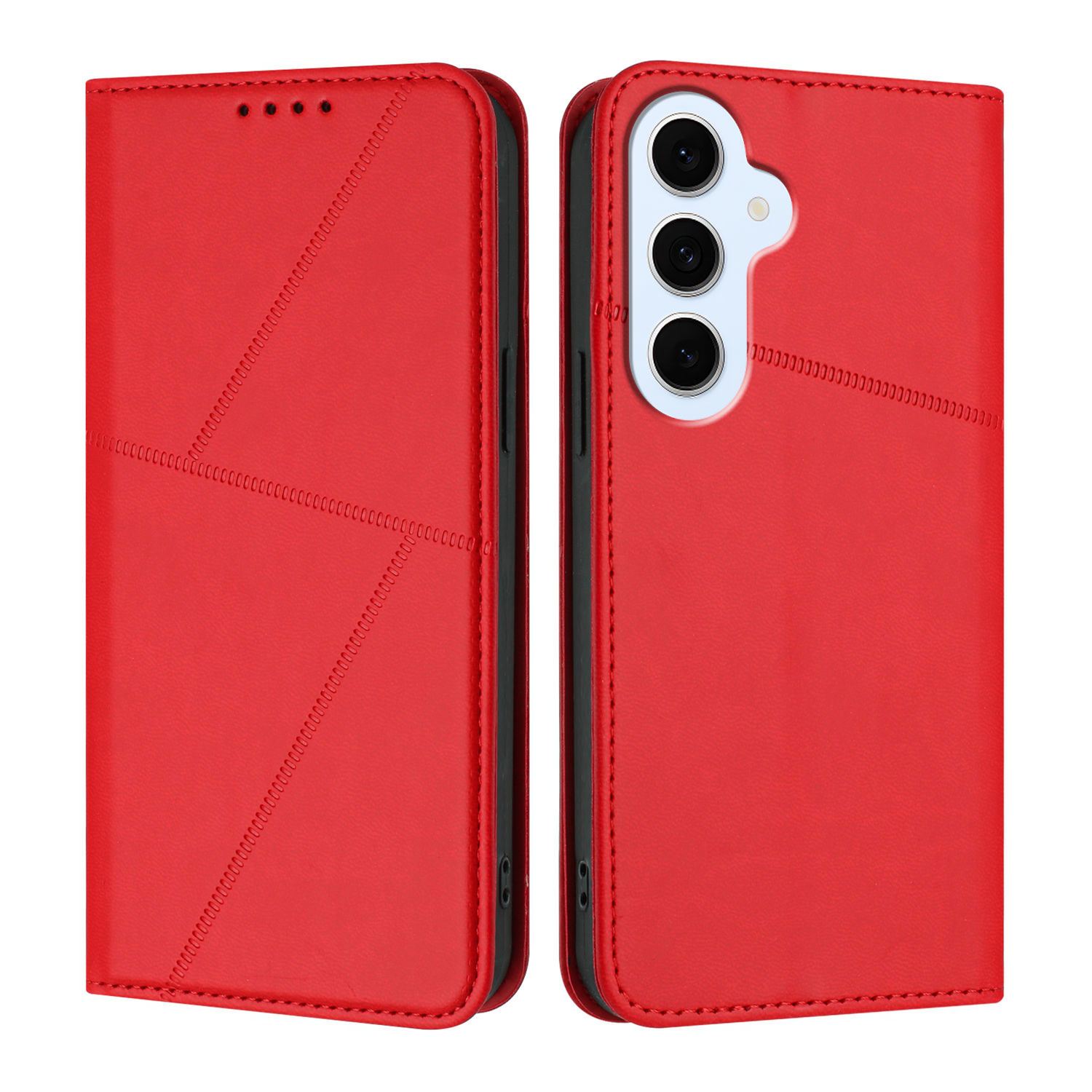 For Samsung Galaxy S25 FE / Galaxy S26 FE Wallet Case Magnetic Closure Leather Flip Phone Cover with Stand - Red