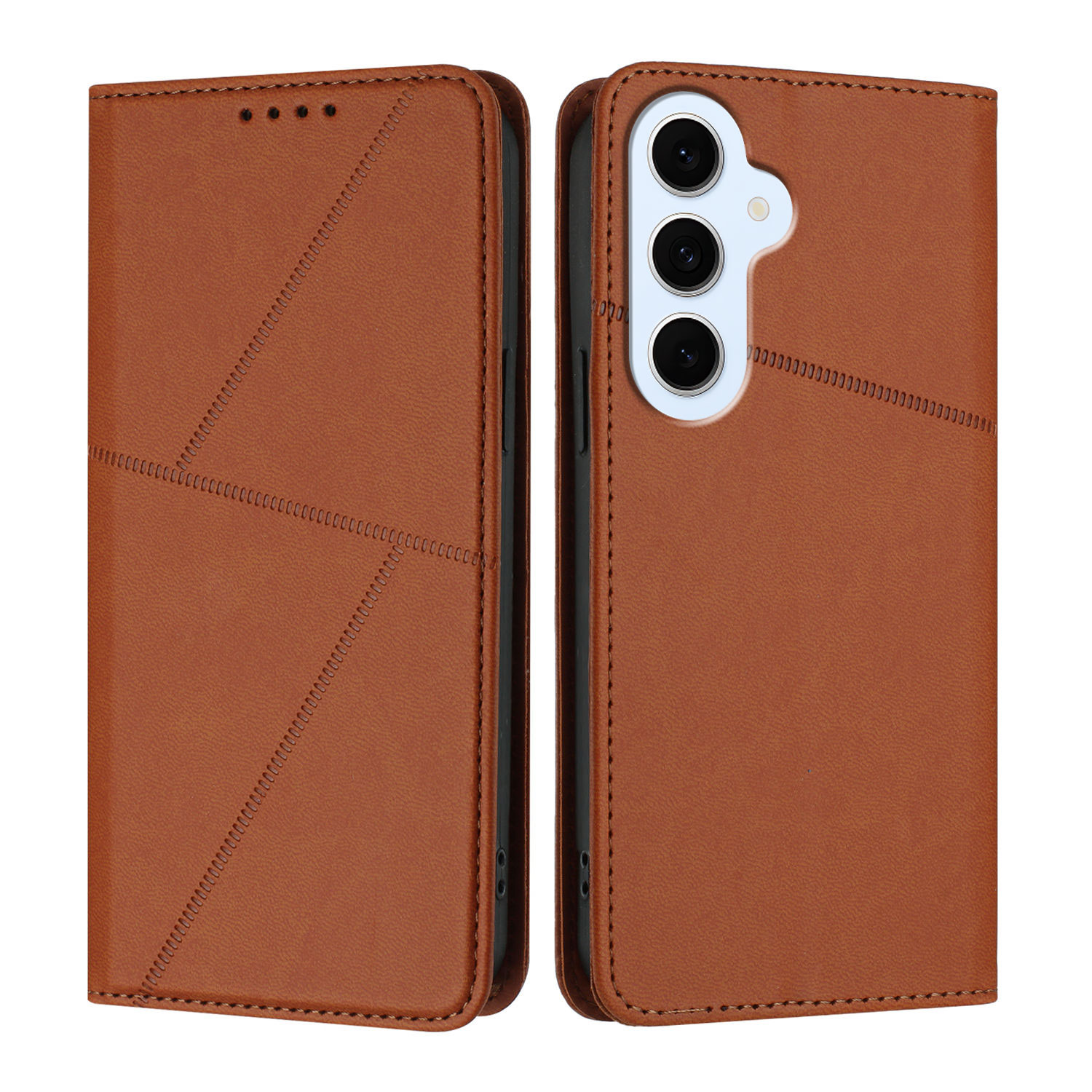 For Samsung Galaxy S25 FE / Galaxy S26 FE Wallet Case Magnetic Closure Leather Flip Phone Cover with Stand - Coffee