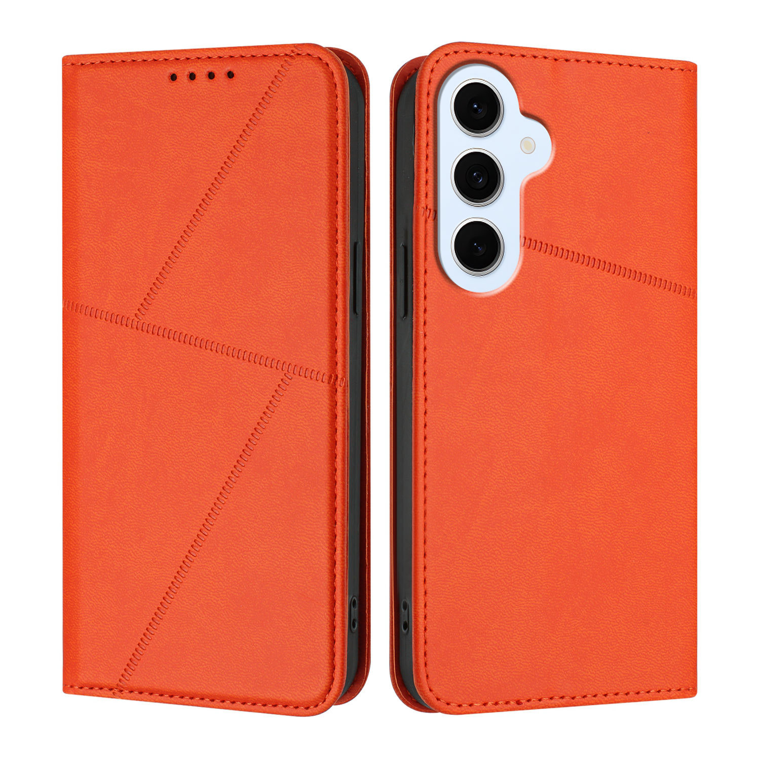 For Samsung Galaxy S25 FE / Galaxy S26 FE Wallet Case Magnetic Closure Leather Flip Phone Cover with Stand - Orange