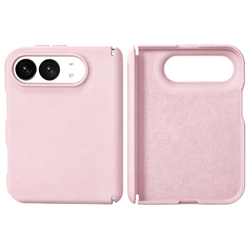 For iPhone Duo Case Dual-Axis Liquid Silicone Foldable Phone Cover - Pink