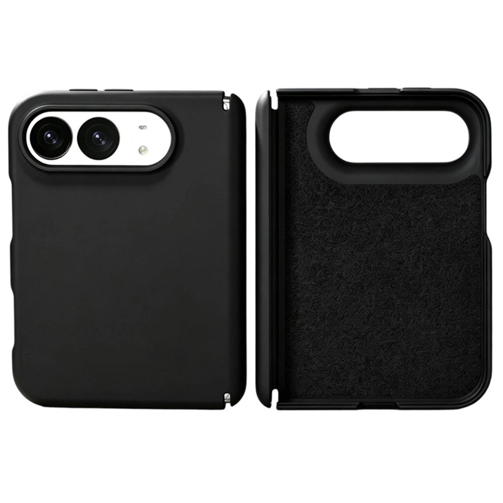 For iPhone Duo Case Dual-Axis Liquid Silicone Foldable Phone Cover - Black