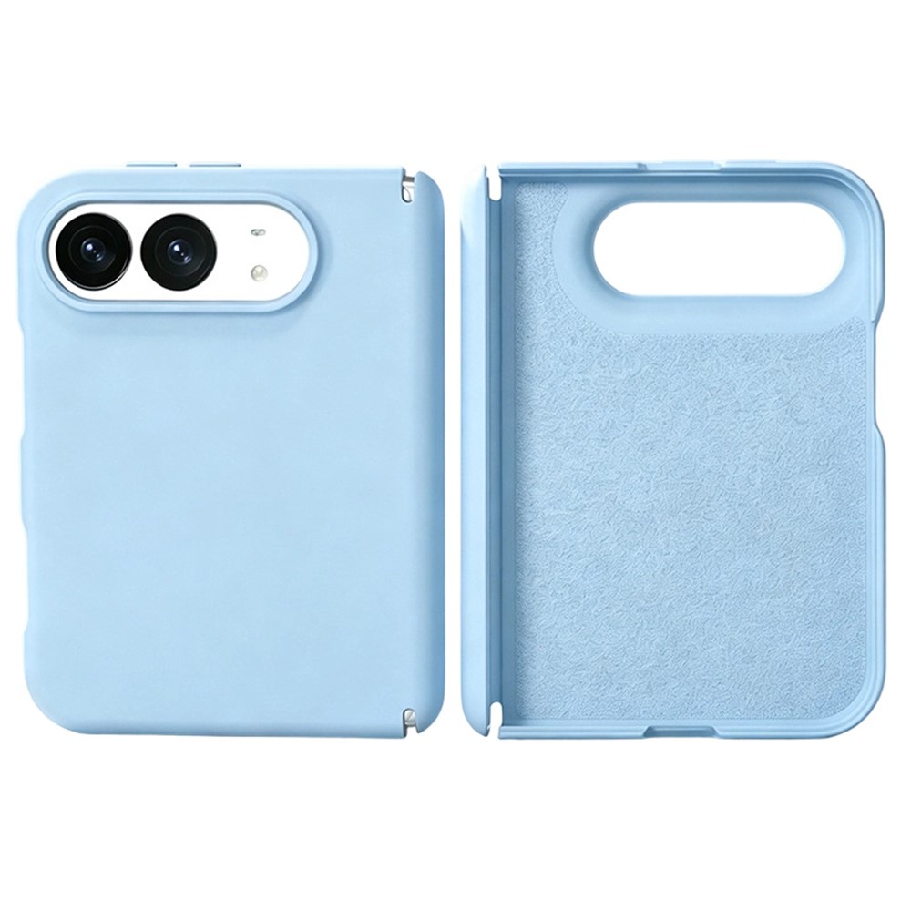For iPhone Duo Case Dual-Axis Liquid Silicone Foldable Phone Cover - Blue