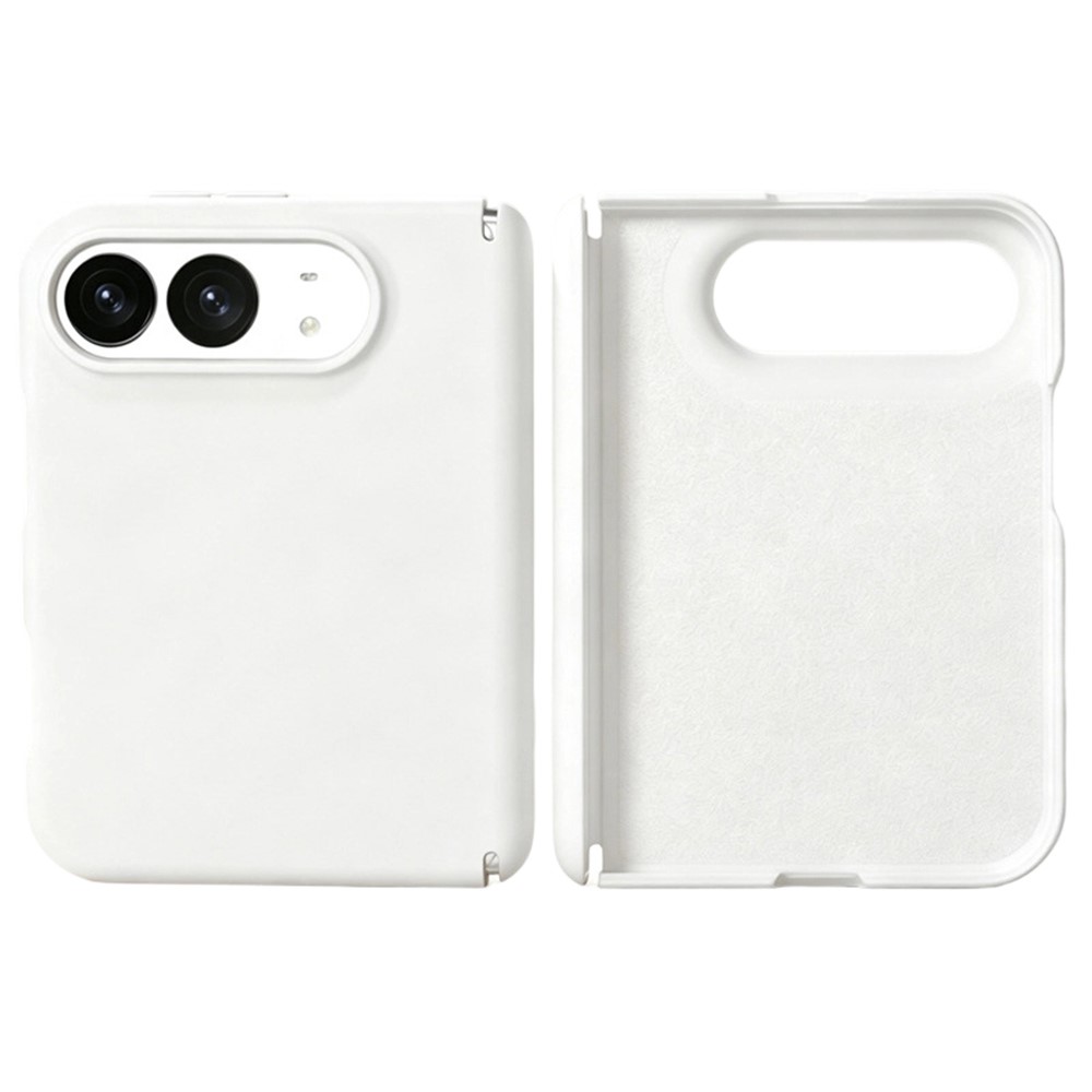 For iPhone Duo Case Dual-Axis Liquid Silicone Foldable Phone Cover - White