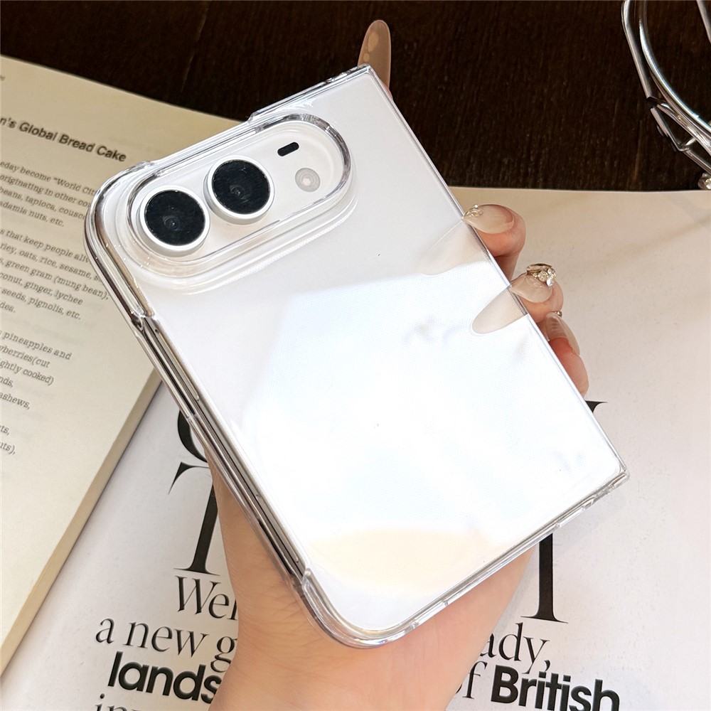 For iPhone Duo Case Shockproof PC Protective Foldable Phone Cover - Transparent