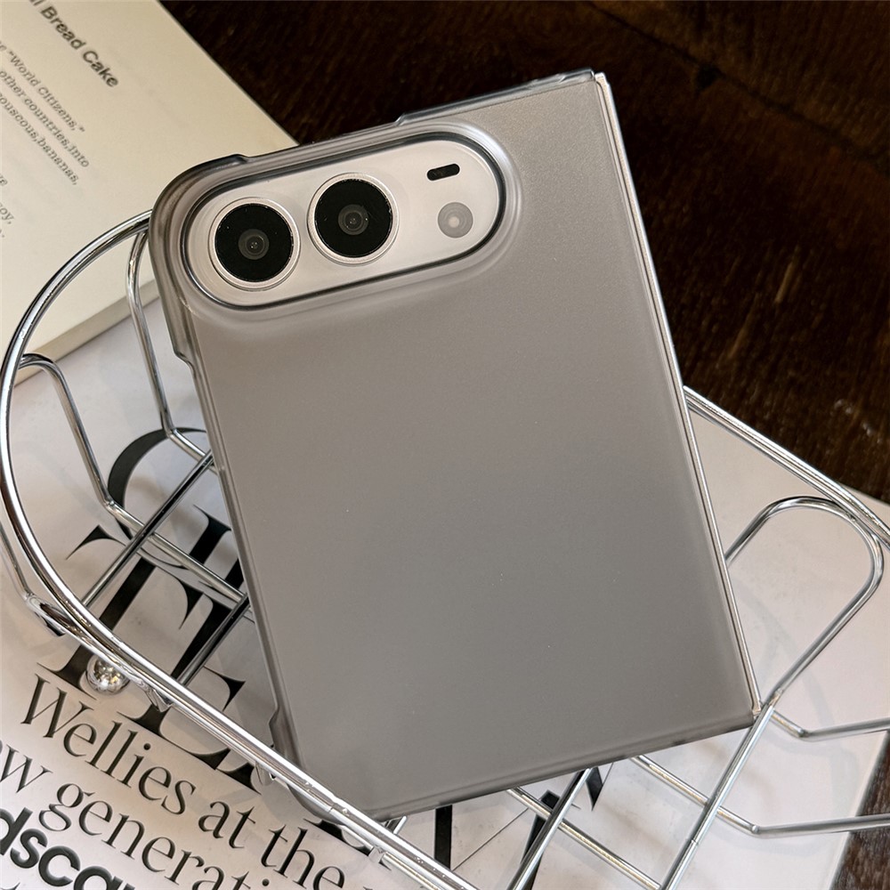 For iPhone Duo Case Shockproof PC Protective Foldable Phone Cover - Transparent Grey