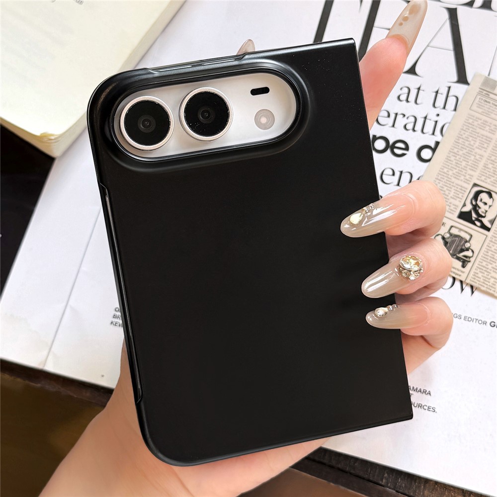For iPhone Duo Case Shockproof PC Protective Foldable Phone Cover - Black