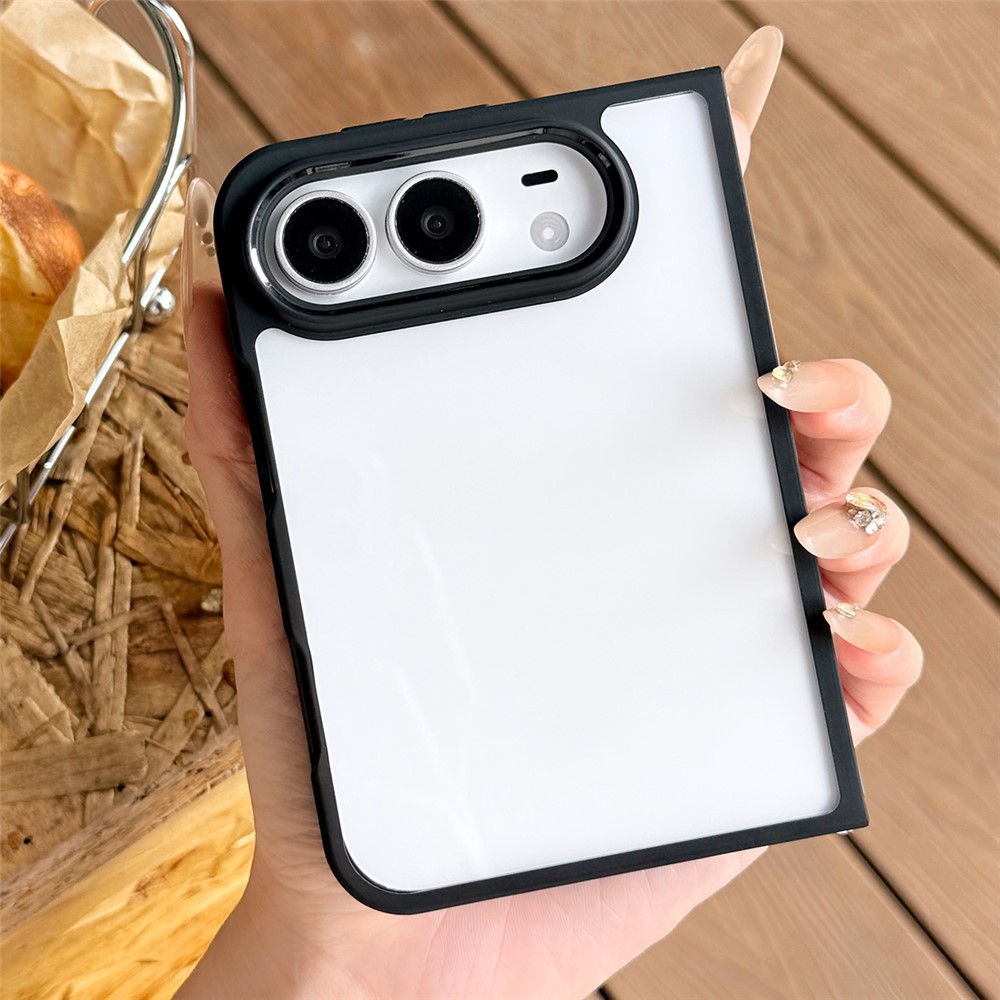 For iPhone Duo Case Anti-Scratch PC Minimalist Folding Phone Cover - Transparent