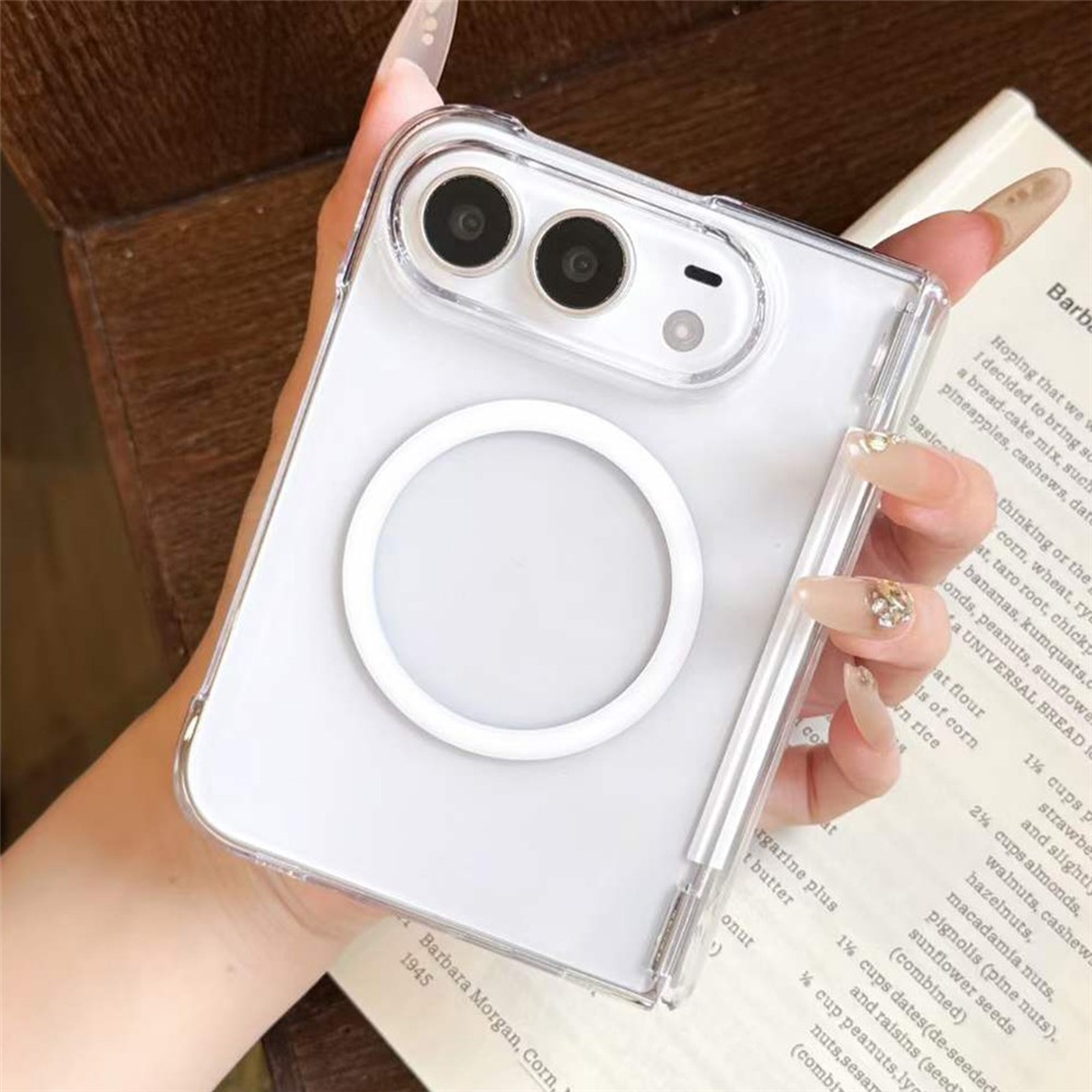 For iPhone Duo Magnetic Case Shockproof PC Hinge Protection Phone Cover - Transparent