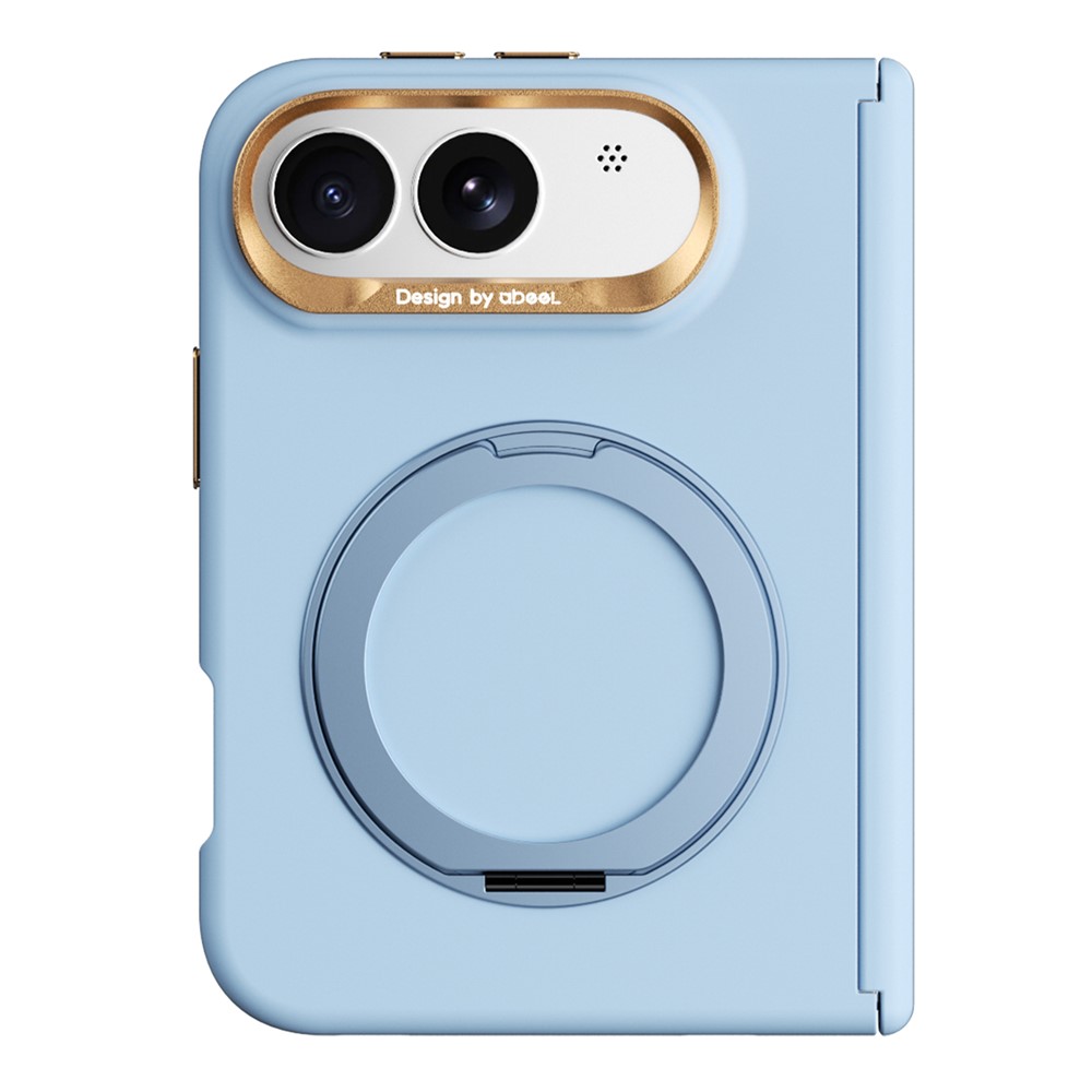 ABEEL For iPhone Duo Magnetic Case Ring Kickstand Liquid Silicone Feel PC Phone Cover - Sky Blue
