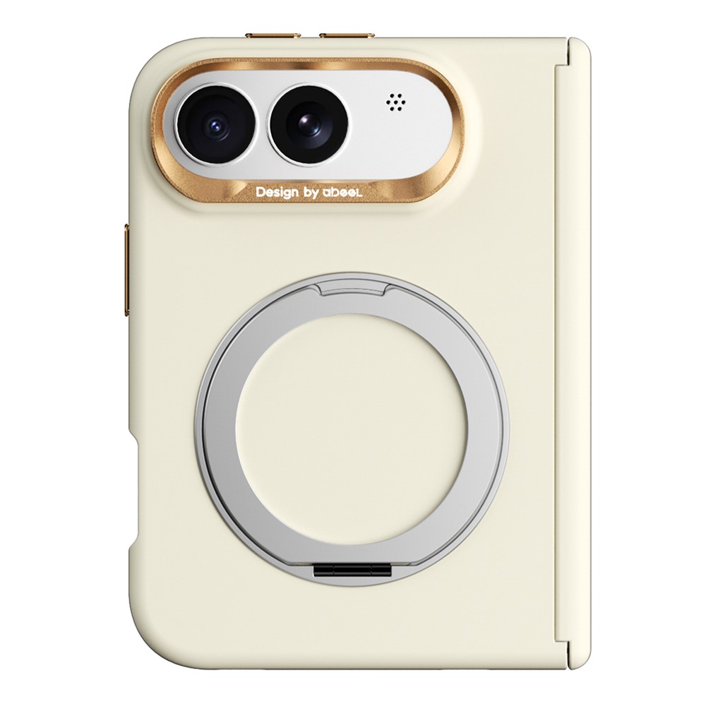 ABEEL For iPhone Duo Magnetic Case Ring Kickstand Liquid Silicone Feel PC Phone Cover - Yellow
