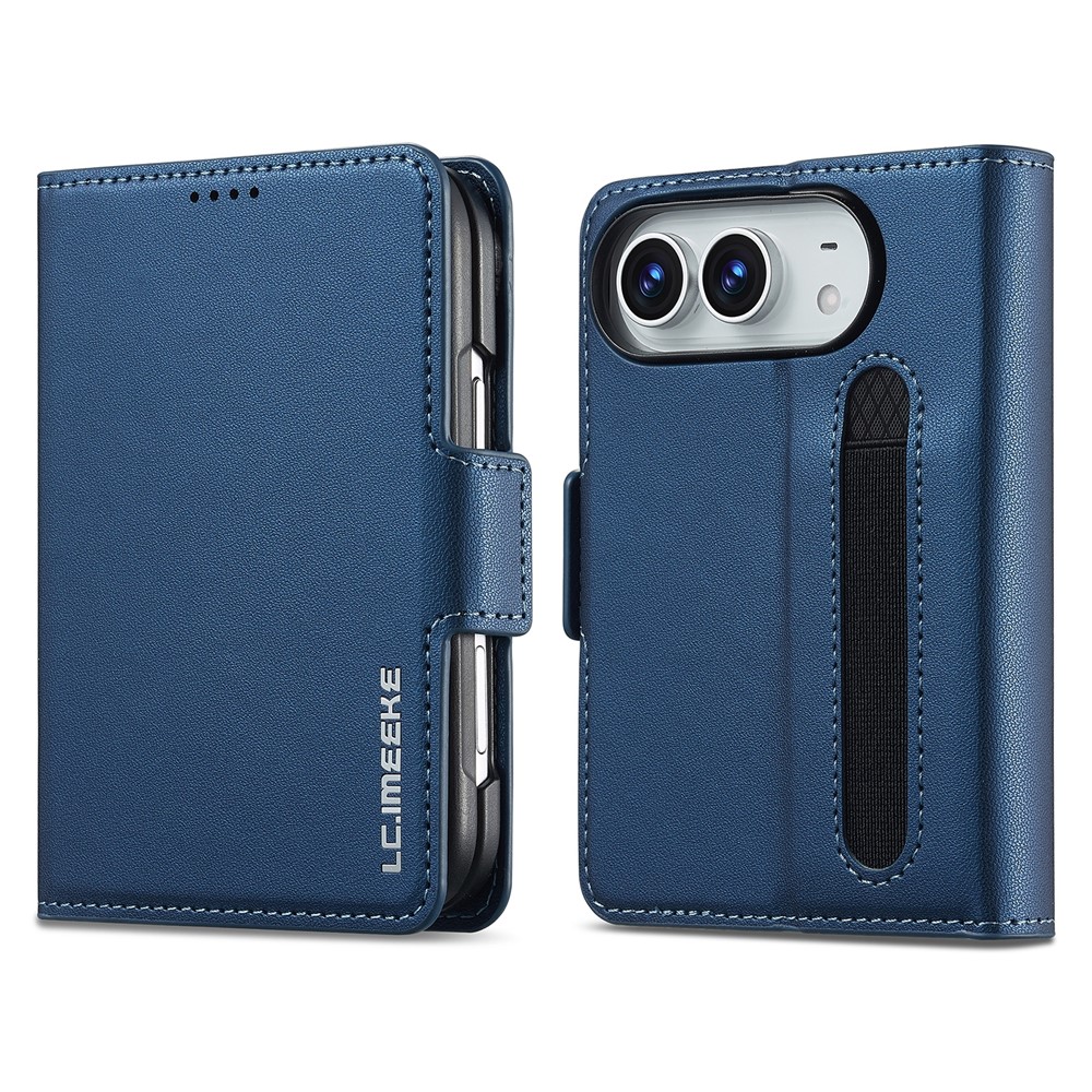 LC.IMEEKE L1 Series for iPhone Duo Case PU Leather Wallet Stand Protective Phone Cover - Blue