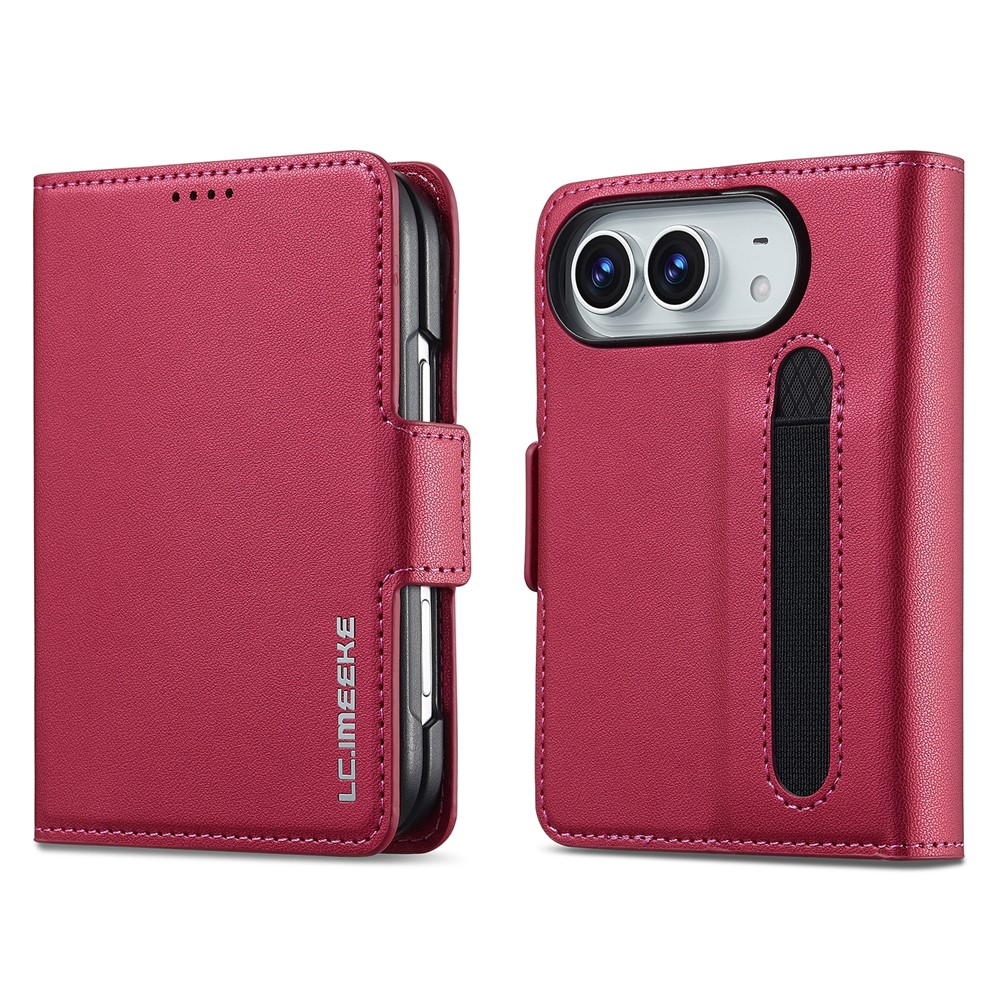 LC.IMEEKE L1 Series for iPhone Duo Case PU Leather Wallet Stand Protective Phone Cover - Red