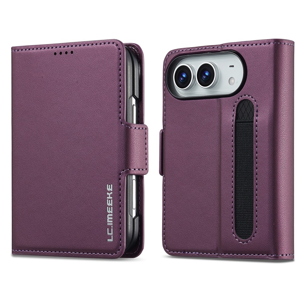 LC.IMEEKE L1 Series for iPhone Duo Case PU Leather Wallet Stand Protective Phone Cover - Purple