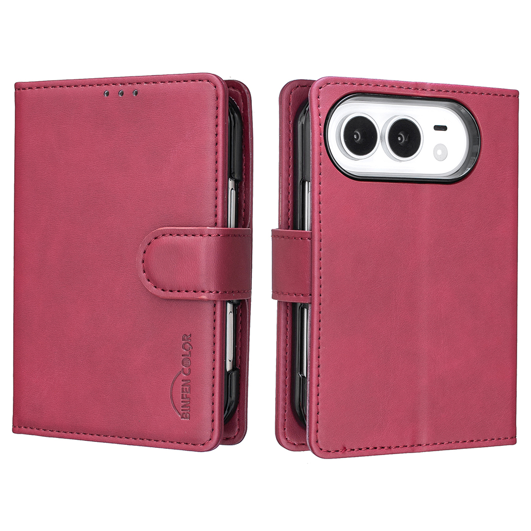 BINFEN COLOR for iPhone Duo BF37 Case RFID Blocking Wallet Stand Leather Phone Cover - Red