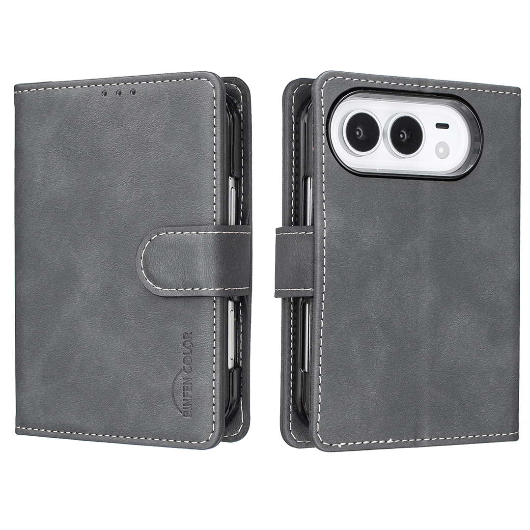 BINFEN COLOR for iPhone Duo BF37 Case RFID Blocking Wallet Stand Leather Phone Cover - Black