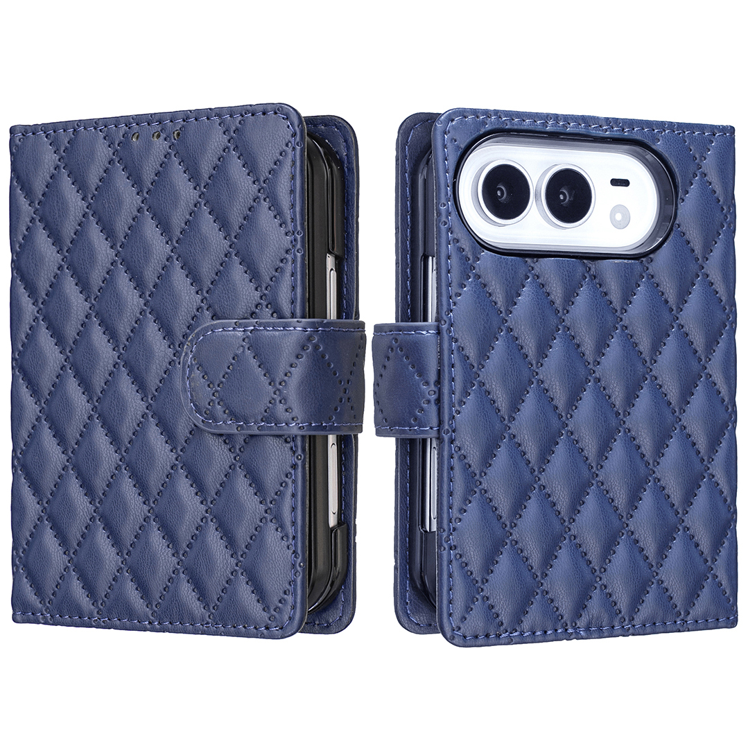 BINFEN COLOR for iPhone Duo BF Style-14 Case Rhombus Phone Leather Cover Stand - Blue