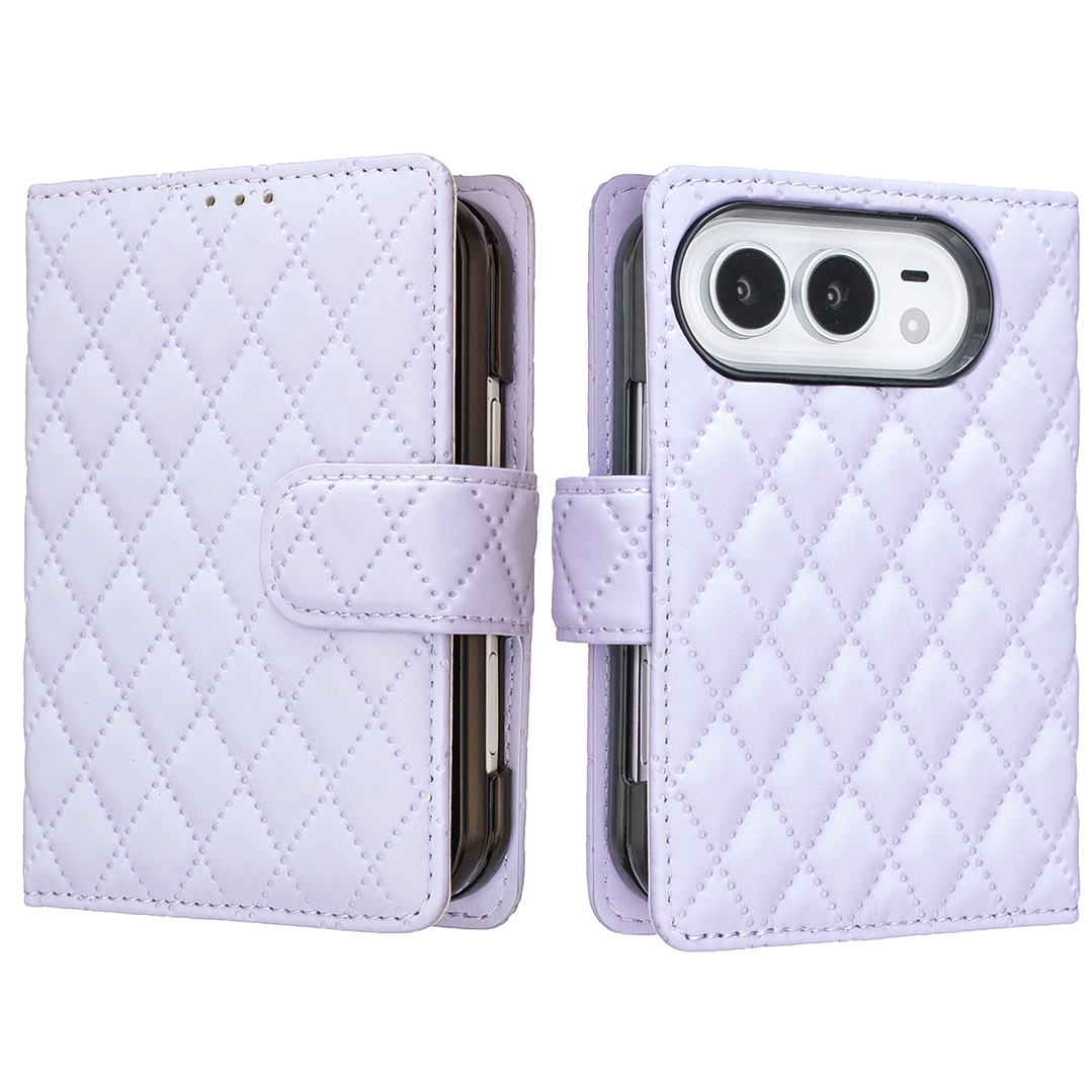 BINFEN COLOR for iPhone Duo BF Style-14 Case Rhombus Phone Leather Cover Stand - Purple