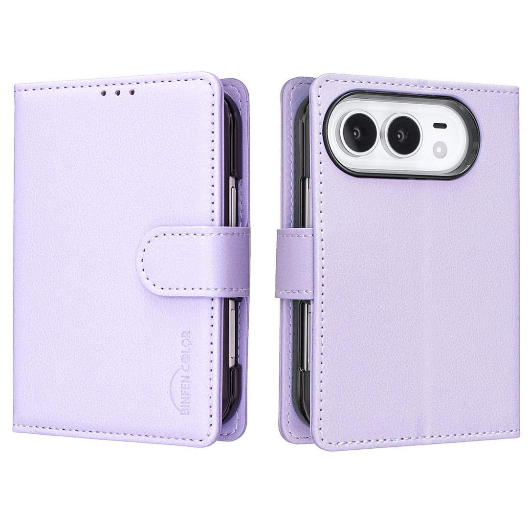 BINFEN COLOR for iPhone Duo BF32 Leather Case Wallet RFID Blocking Phone Cover - Purple